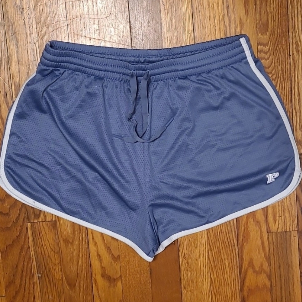 PINK Victoria's Secret Blue Athletic Mesh Shorts with White Trim
